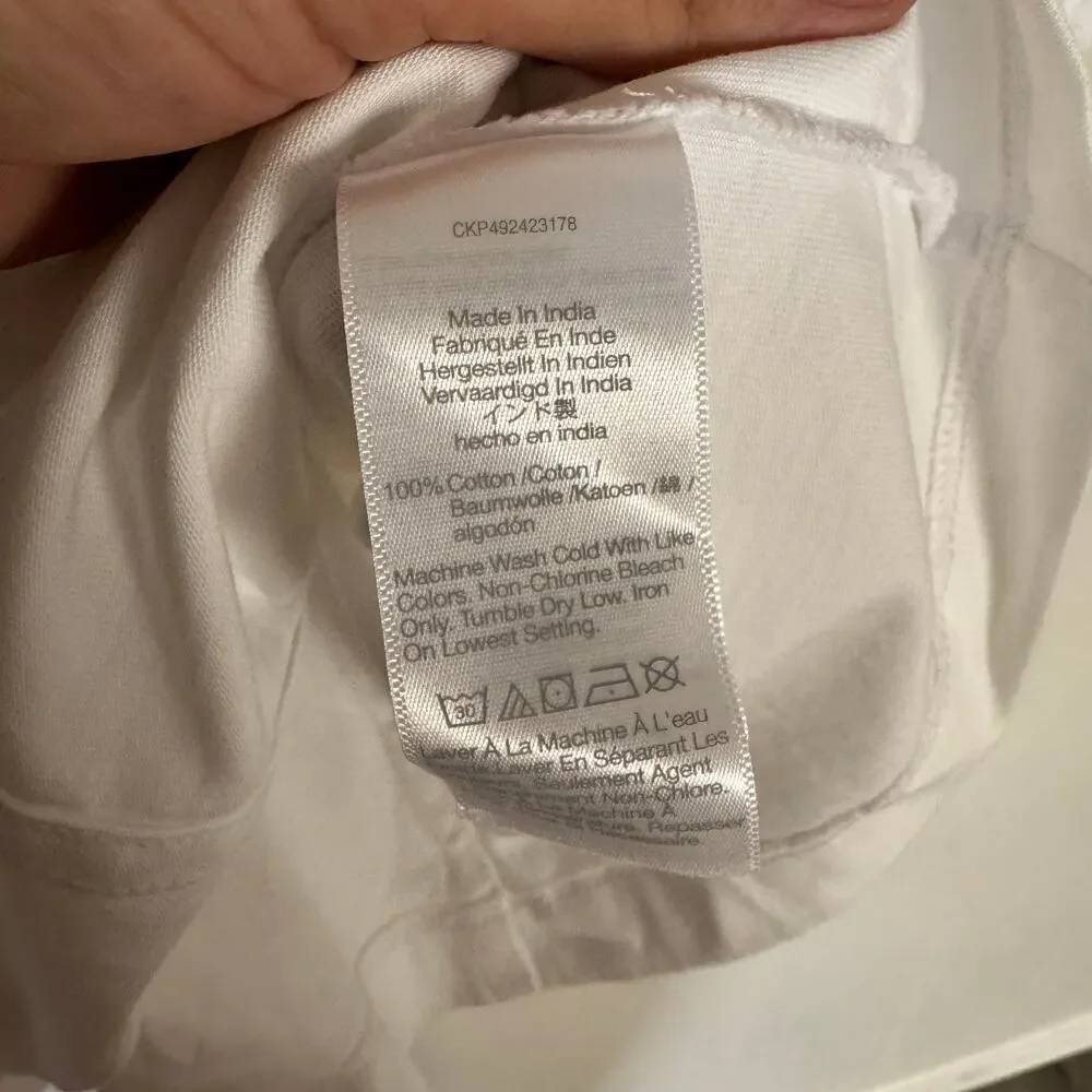 Madewell Puff-Sleeve Tee WMNS XS White Crew Neck Cotton Relaxed Fit Ruffle Trim